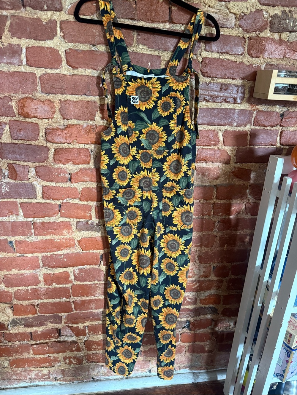 Lucy&Yak Organic Cotton Dungarees in Sunflower Print - size US2R / UK6R